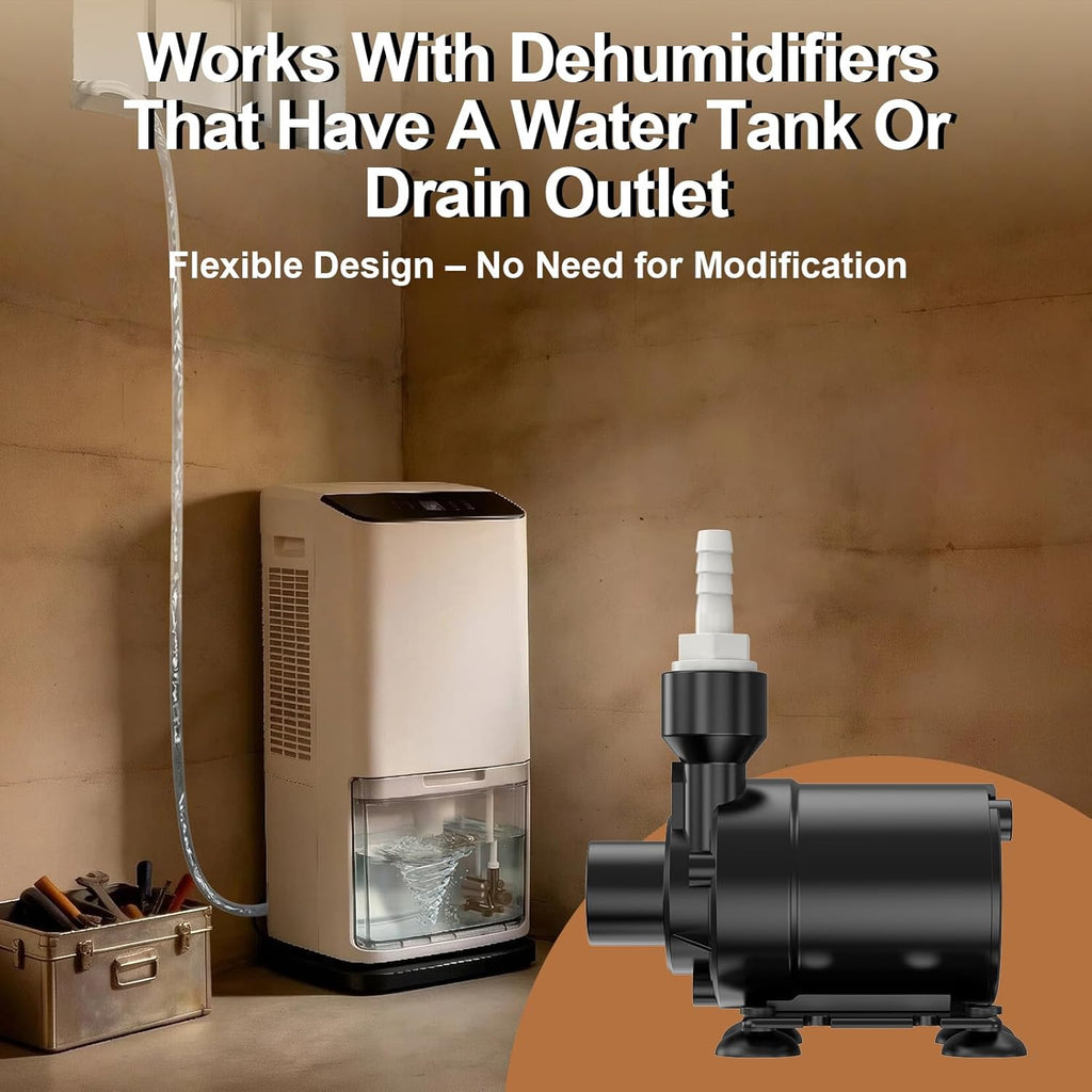 Upgraded Automatic Smart Dehumidifier Pump, 15FT High Lift, IPX8 Waterproof Mini Pump for Dehumidifier Drain