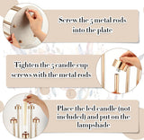 4 Set 5 Arm Gold Candelabra Centerpieces for Table, 35'' Tall Wedding Metal Candlestick Floor Holder Acrylic Clear