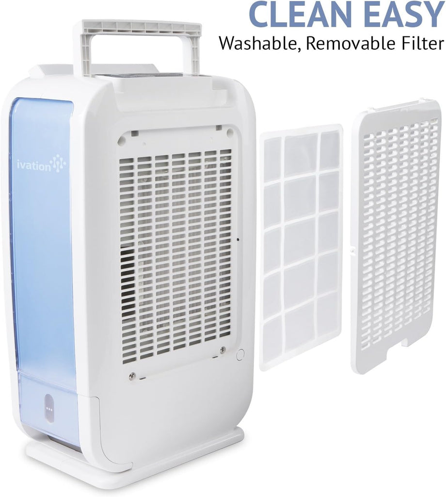 13-Pint Small-Area Desiccant Dehumidifier Compact and Quiet - With Continuous Drain Hose for Smaller Spaces, Bathroom