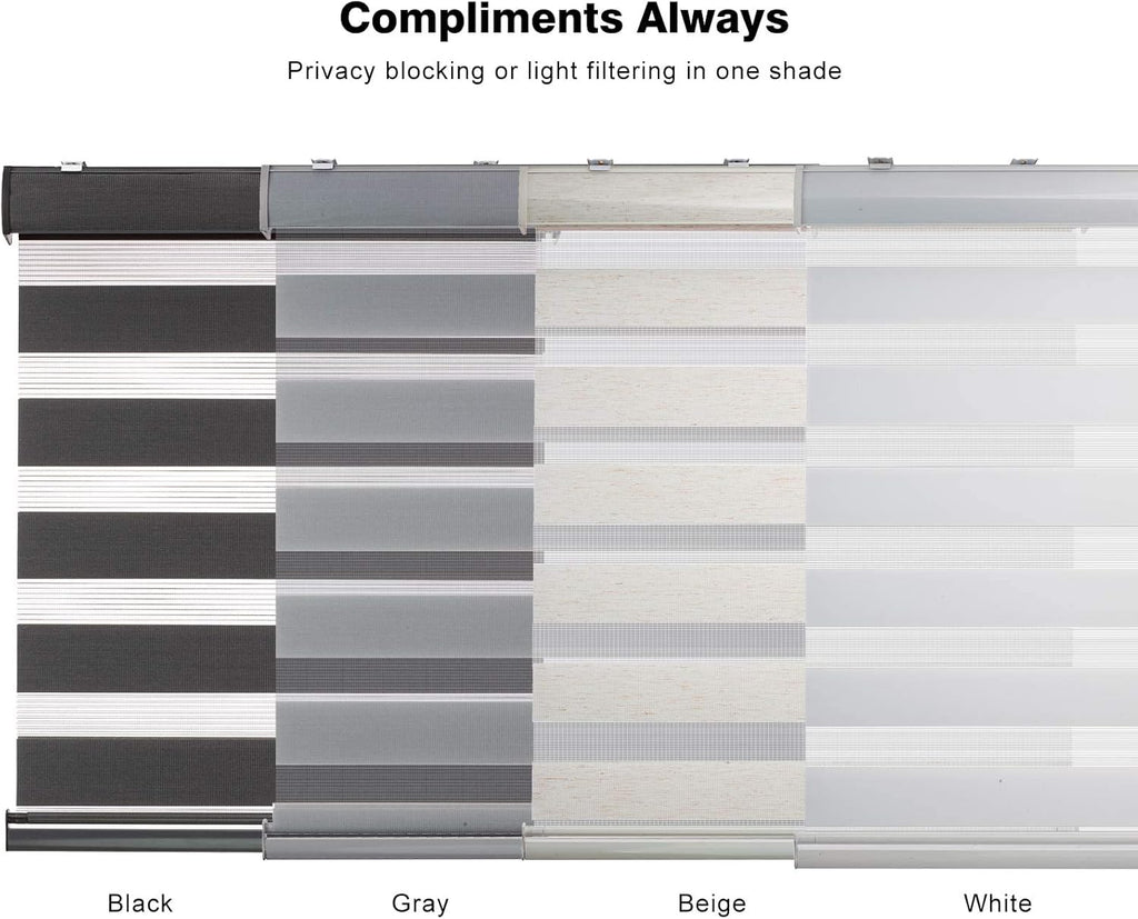 Cordless Zebra Blinds for Windows, Modern Dual Layer Zebra Blinds with Light Filtering & Privacy Control,Easy Install
