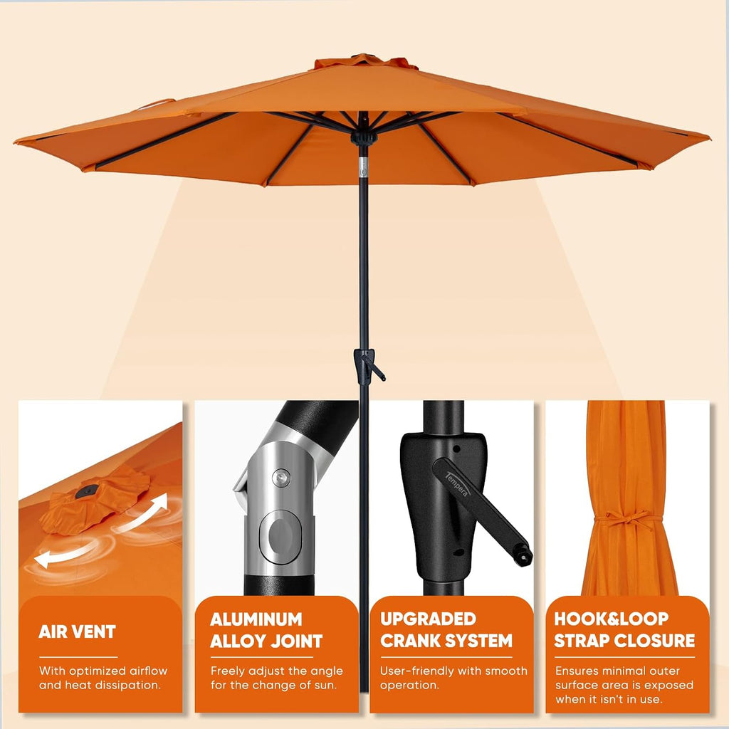 Patio Market Outdoor Table Umbrella with Push Button Tilt and Crank - Brick