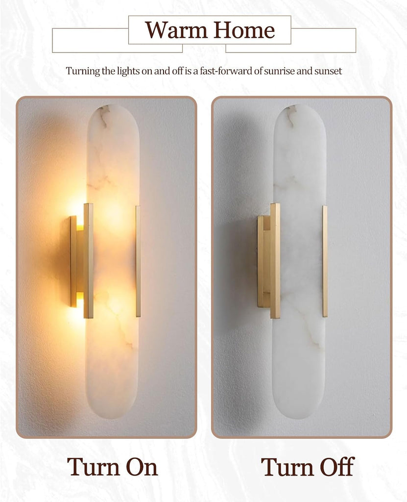 19.7" Alabaster Wall Sconce Natural Marble Sconce Indoor Mid Century Modern Wall Light Oval Stone Lampshade Vanity