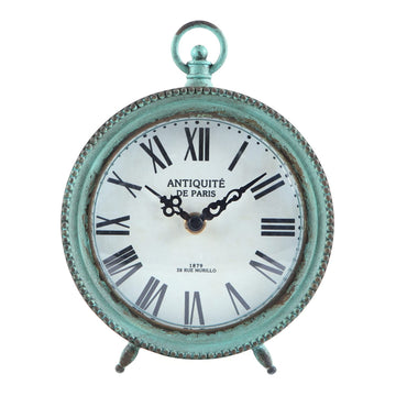 Antique Table Clock Silent Non-Ticking, Shelf Desk Top Clock Battery Operated Rustic Distressed Design, Shabby Chic