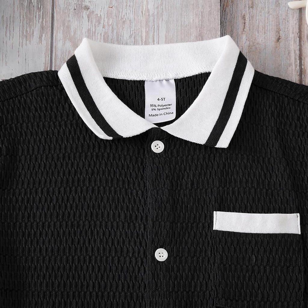 Baby Boy Waffle Knit Button-Down Shirt & Shorts Set