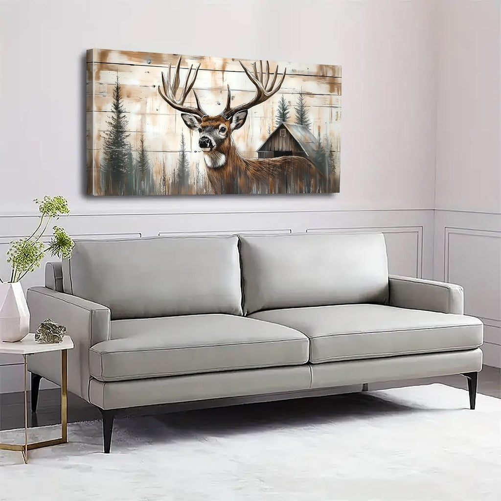 Wildlife Deer Wall Art Farmhouse Cabin Wall Decor Rustic Deer Picture Barn Wall Decor Living Room Home Decorations