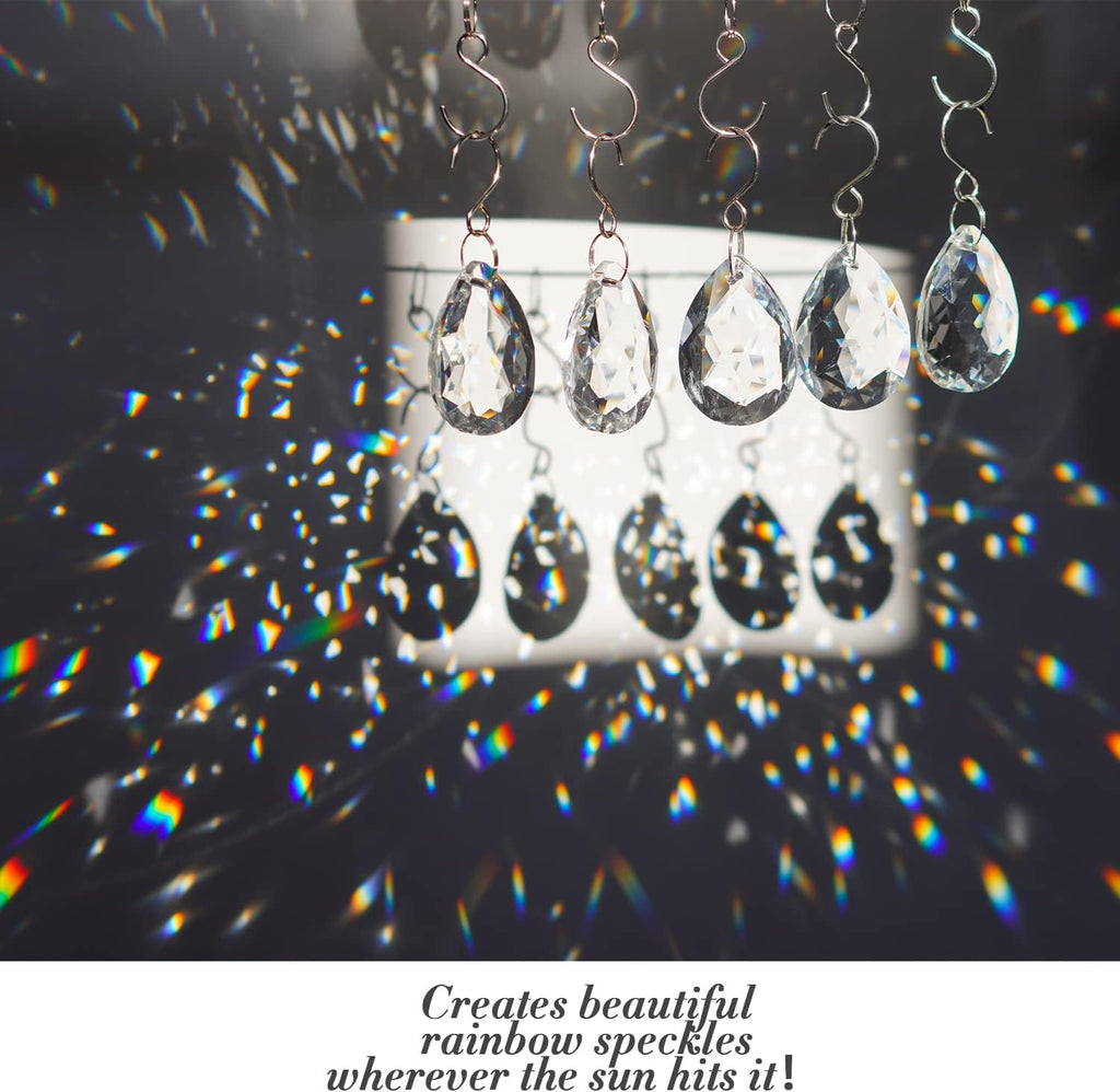 10 Pcs 38mm Clear Crystal Teardrop Chandelier Hanging Suncatcher Parts - Clear Crystal Teardrop Prisms Pendants with