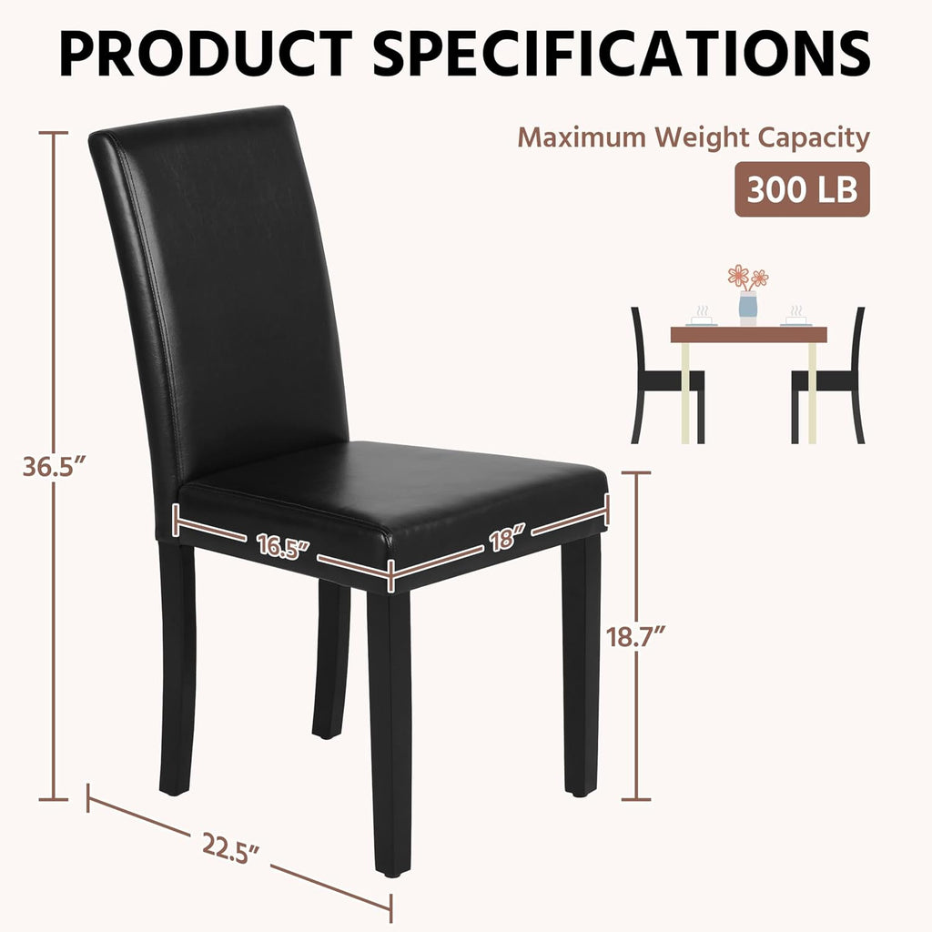 Dining Chairs Set of 2 Faux Leather Modern Dining Room Chairs with Rubberwood Legs and Padded Seat for Kitchen/Living