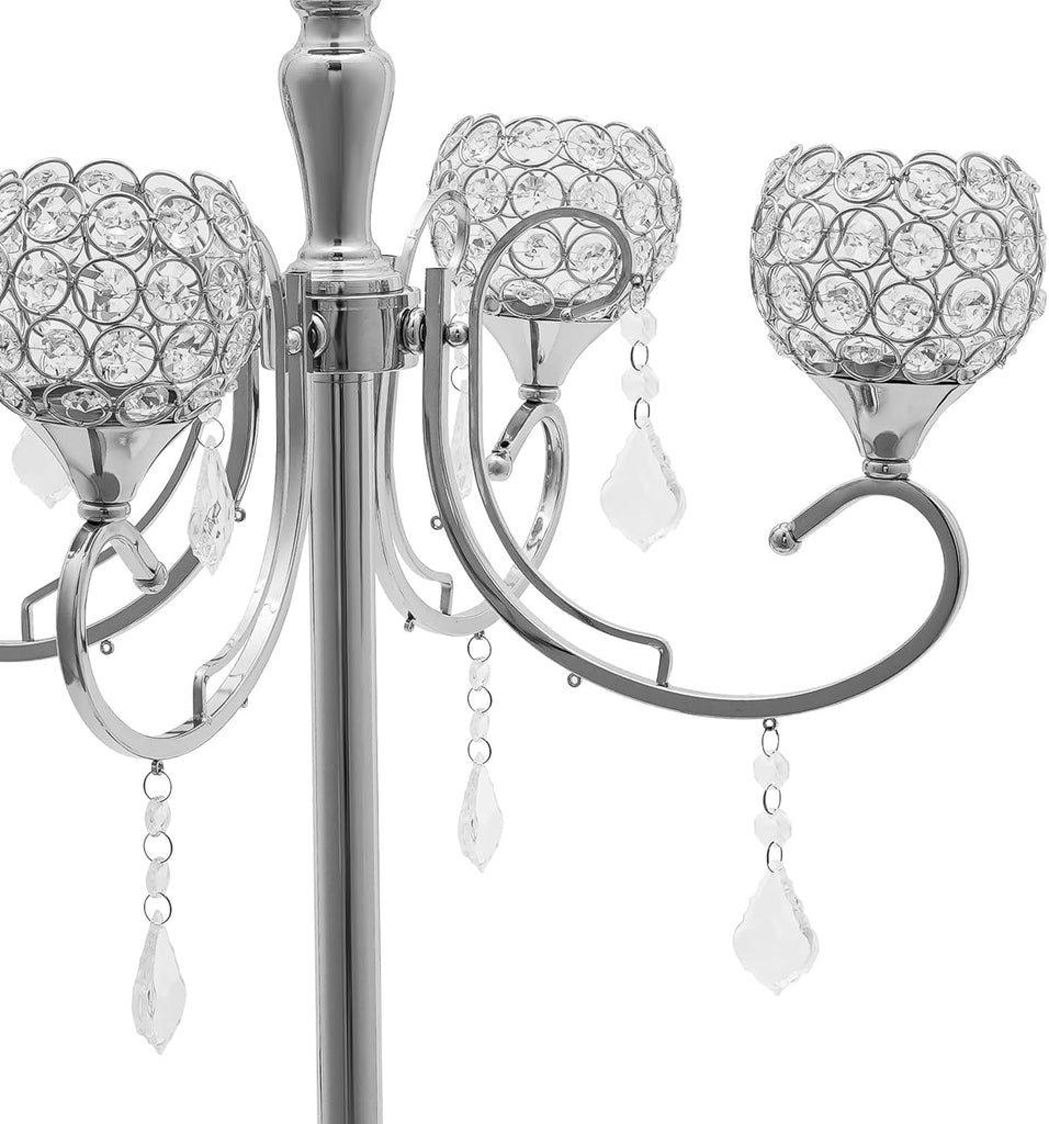 2 Packs 5 Arms Crystal Candelabra Wedding Centerpieces for Tables, candelabros para centros de mesa Set with
