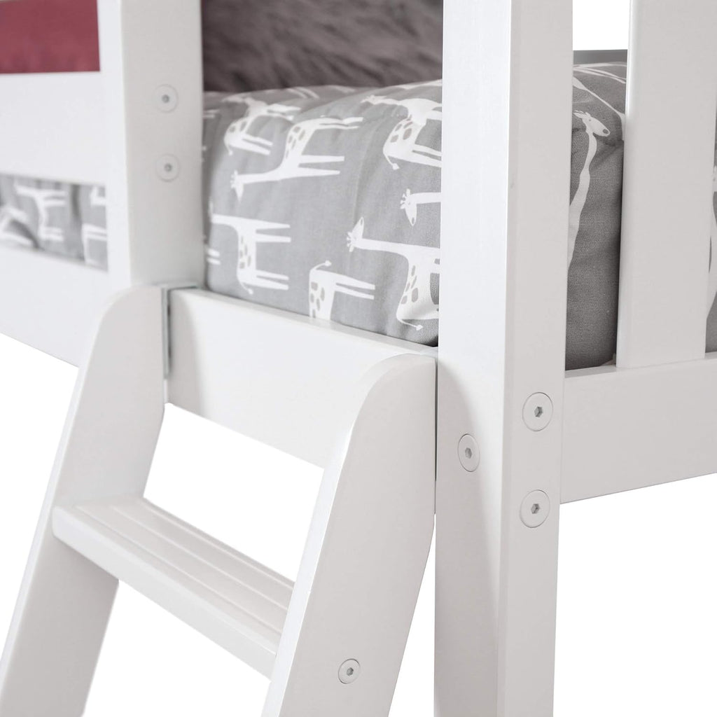 Triple Twin Bunk Bed, Solid Wood Bed Frame For Kids, No Box Spring Needed, Easy Assembly, White
