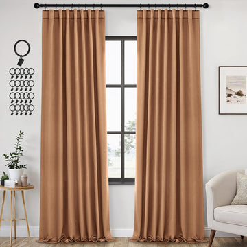 Brown Back Tab Blackout Curtains 96 Inch Long 2 Panels