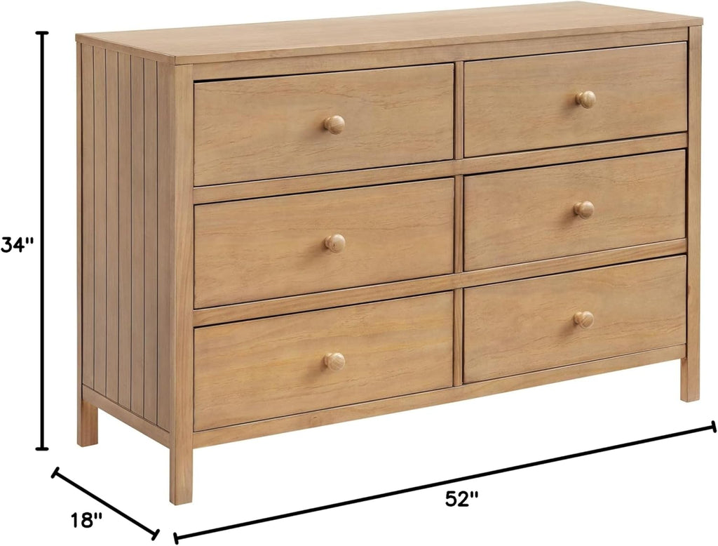Everlee 6 Drawer Dresser, Honey Wood