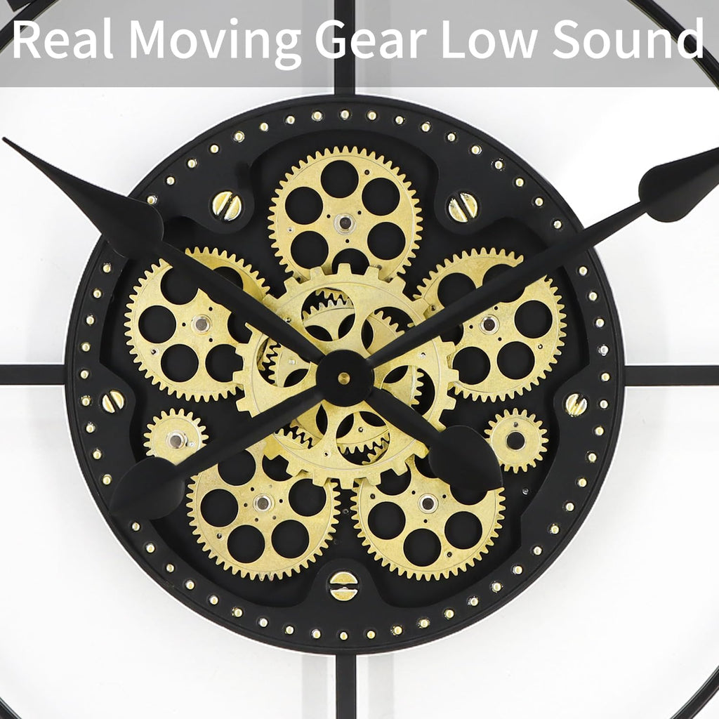 29 Inch Large Wall Clocks for Living Room Decor with Moving Gears,Large Wall Clock Industrial Steampunk,Oversized Metal Analog Wall...