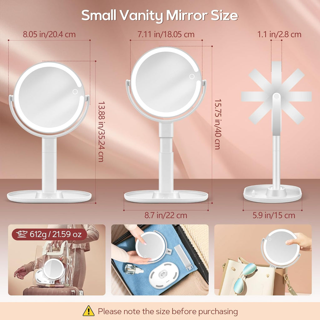 Vanity Mirror with Lights, 30X Magnifying Makeup Mirror with 3 Lighting and Adjustable Brightness, Rechargeable 2