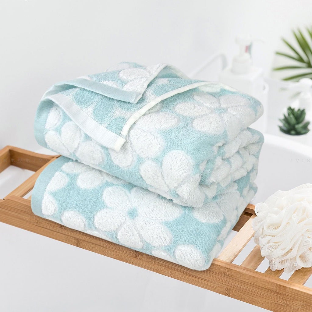 Decor with Floral Jacquard | Super Soft and Absorbent Bath Towel Set of 2, Large Size 27.5x55 Inches