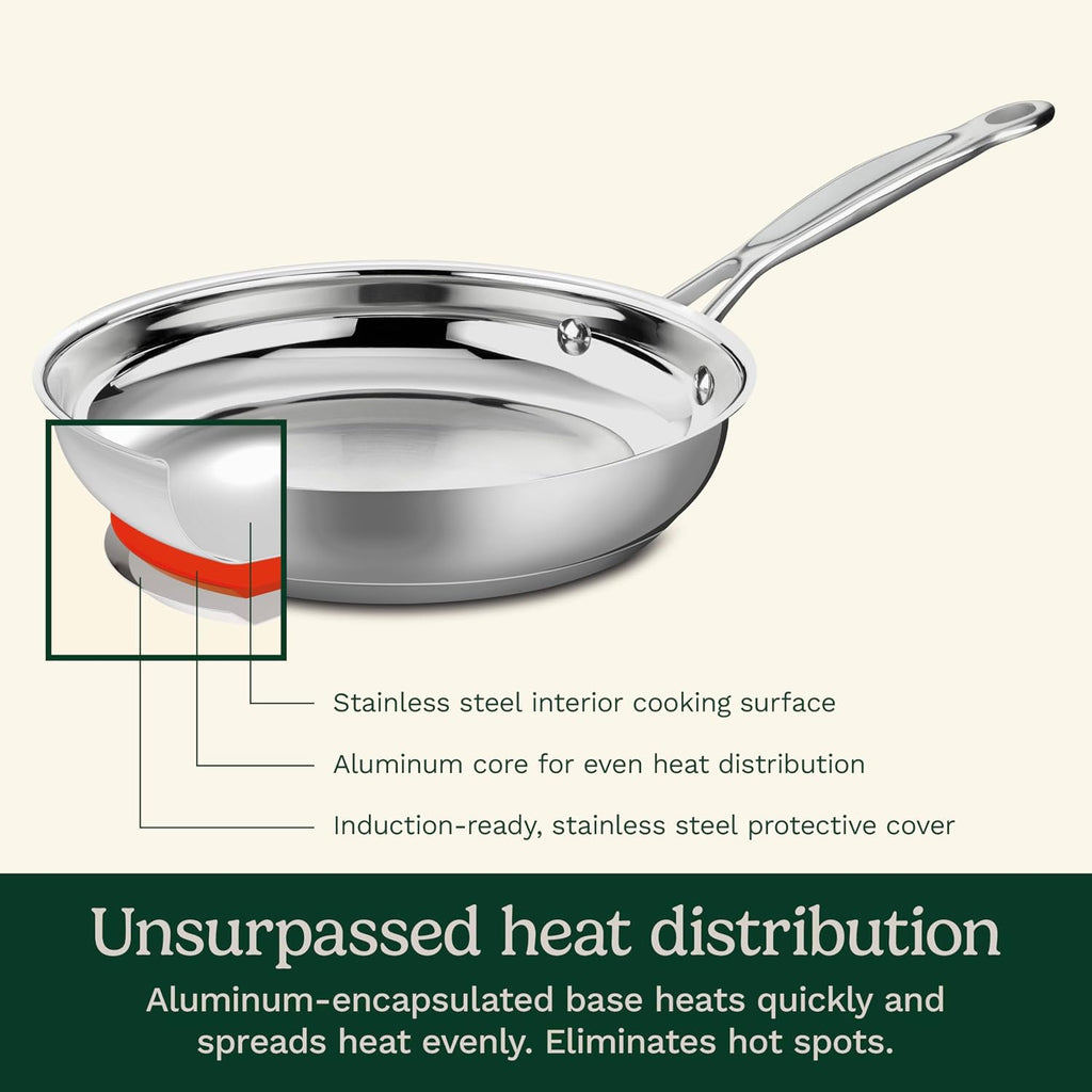 7-Piece Stainless Steel Pots and Pans Set, Cookware Set Compatible with Induction, Electric, Gas Cooktops, Aluminum