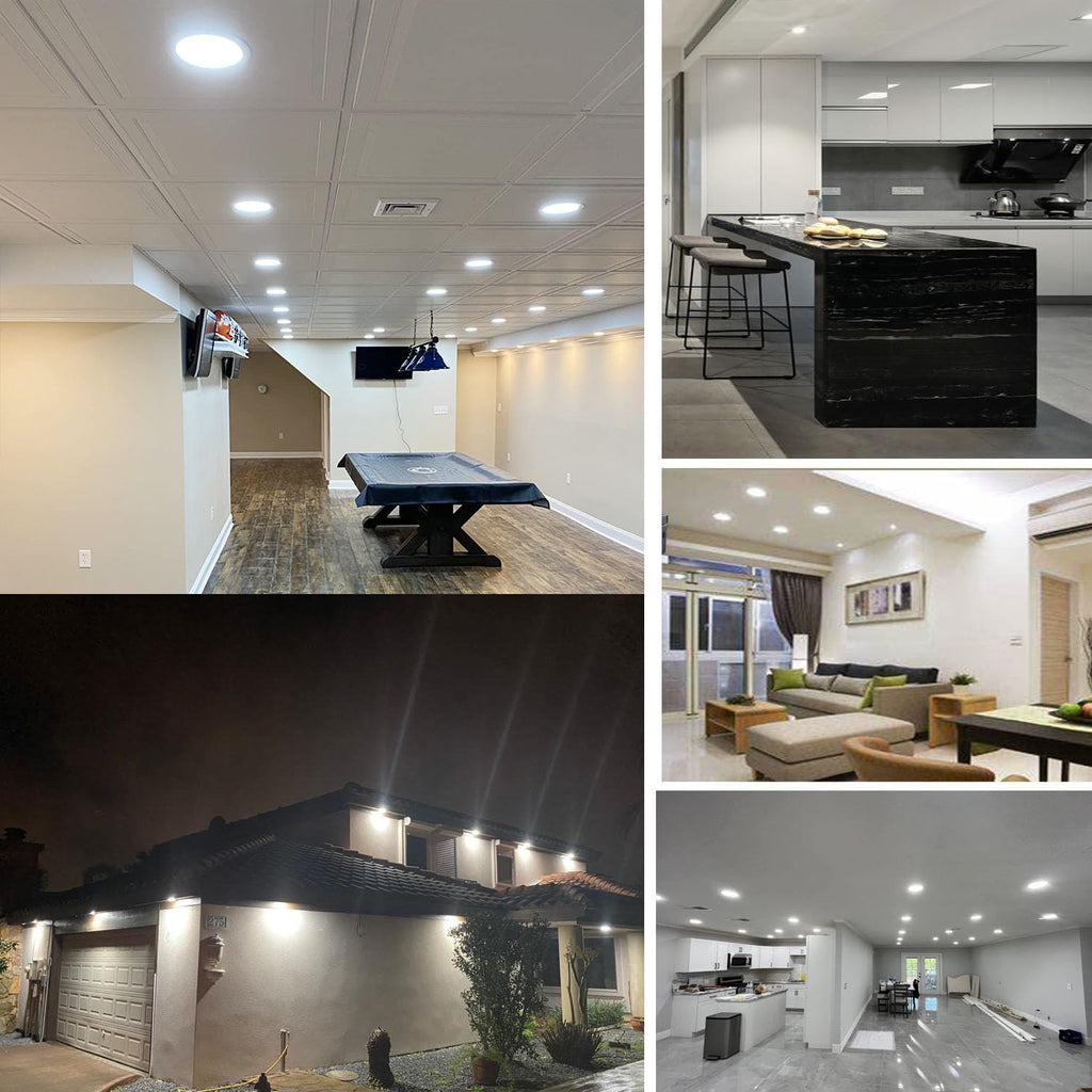12 Pack 6 Inch Ultra-Thin LED Recessed Ceiling Light with Junction Box, 6000K Daylight White, 12W 110W Equivalent