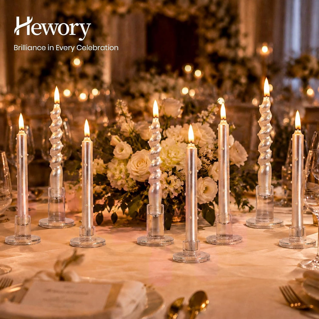 Clear Taper Candle Holders Bulk: 9PCS Glass Candlestick Holders | For 0.86" Taper Candles, 3 Sizes, Candle Sticks
