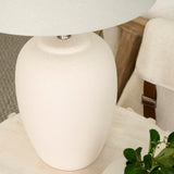 Home 23" Natural White Ceramic Jar Table Lamp, Dining Office, with Off-White Shade