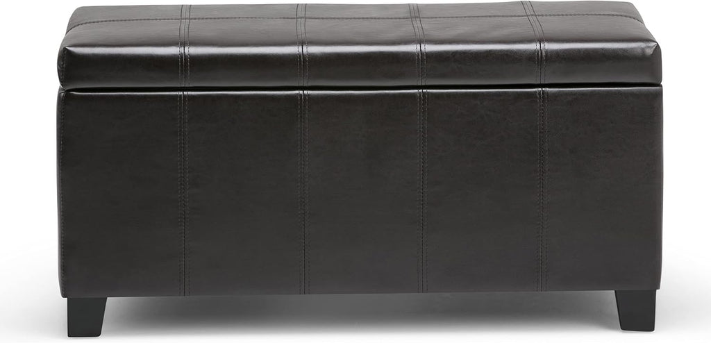 Gabbie 36" Wide Vegan Leather Storage Ottoman in Brown