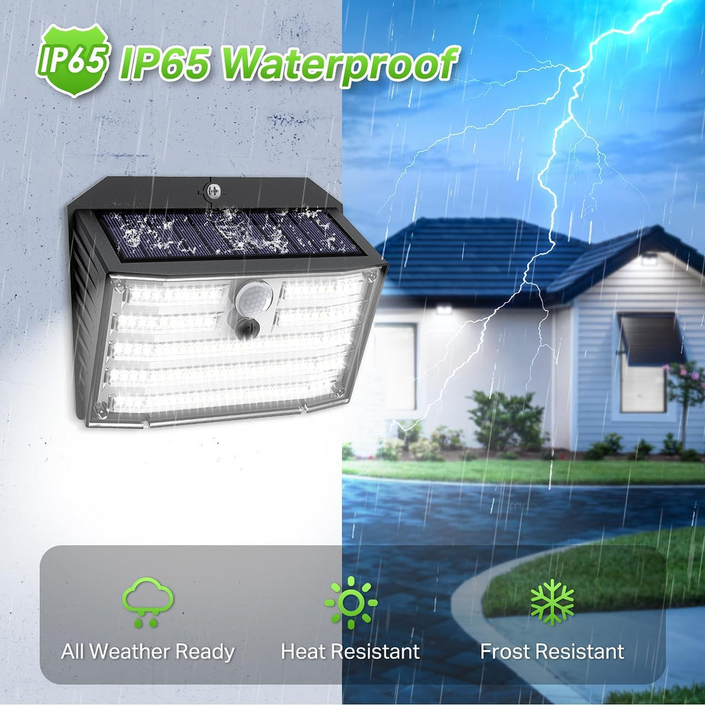 Solar Lights Outdoor [4 Pack/126 LED], Wireless Motion Sensor Lights, IP65 Waterproof Security Lights 3 Modes, 270°