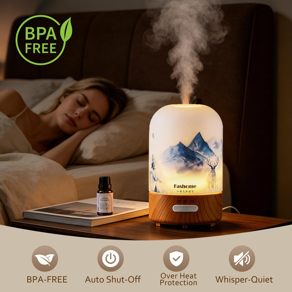 Hand Blown Glass Essential Oil Diffuser, Yoga and Office