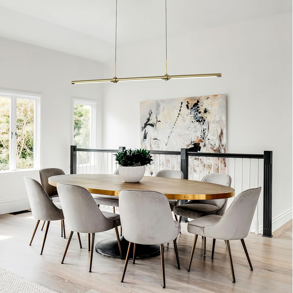 Modern Linear LED Island Light Dimmable LED Chandelier 47.24 in Adjustable Linear Hanging Light Fixture 3000K 20W