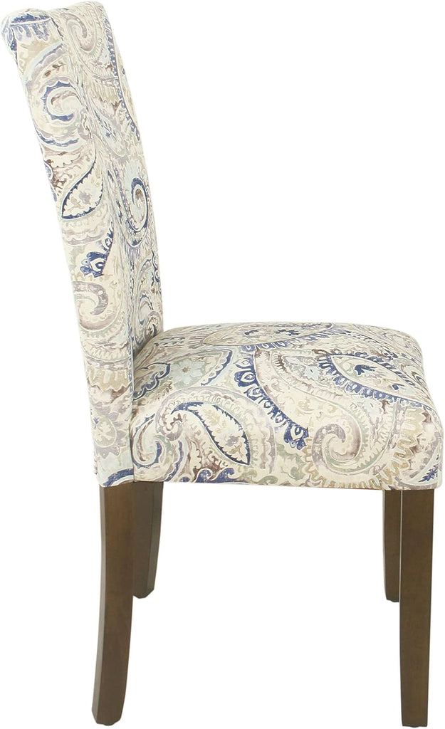 Classic Parsons Dining Chair - Blue Velvet Paisley Print (Set of 2)