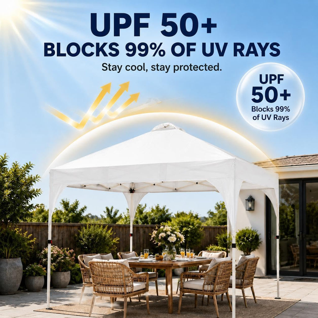 10x10 Pop Up Canopy Tent, Easy Set-Up Commercial Gazebo - White