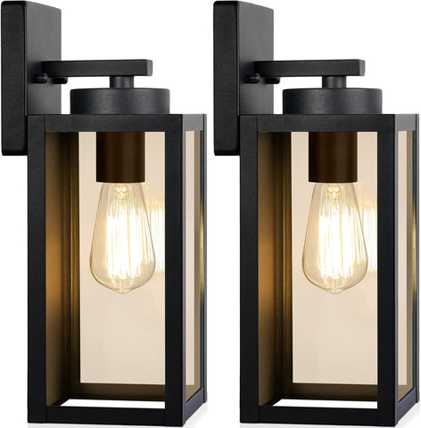 Outdoor Wall Light Fixtures, Exterior Waterproof Wall Lanterns, Porch Sconces Lighting with E26 Sockets & Glass Shades