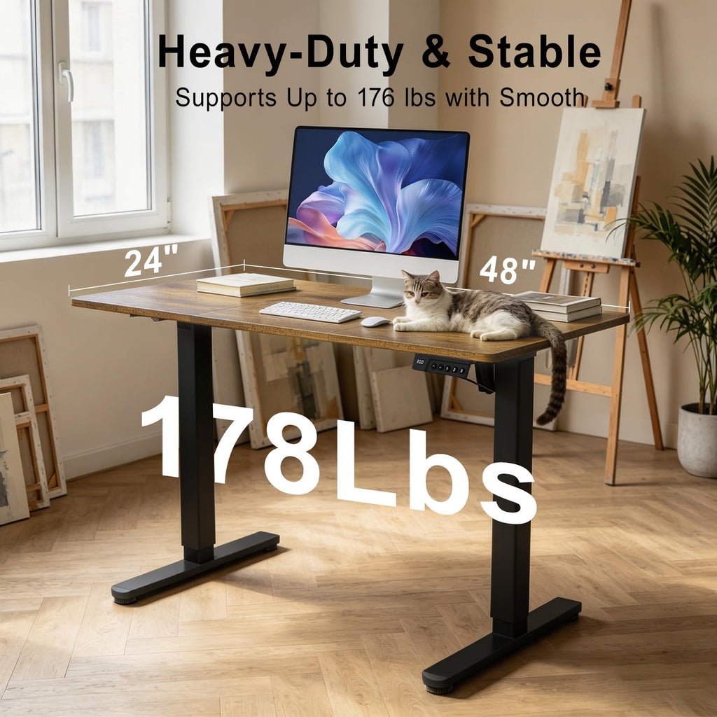 48 Inch Height Adjustable Desk, Dark Walnut