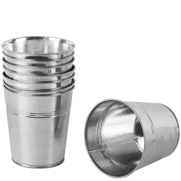 16 Packs Galvanized Bucket Metal Planter, 4.72 x 4.72 x 3.54 Inch Round Flower Pot Plant Basket for Balconies