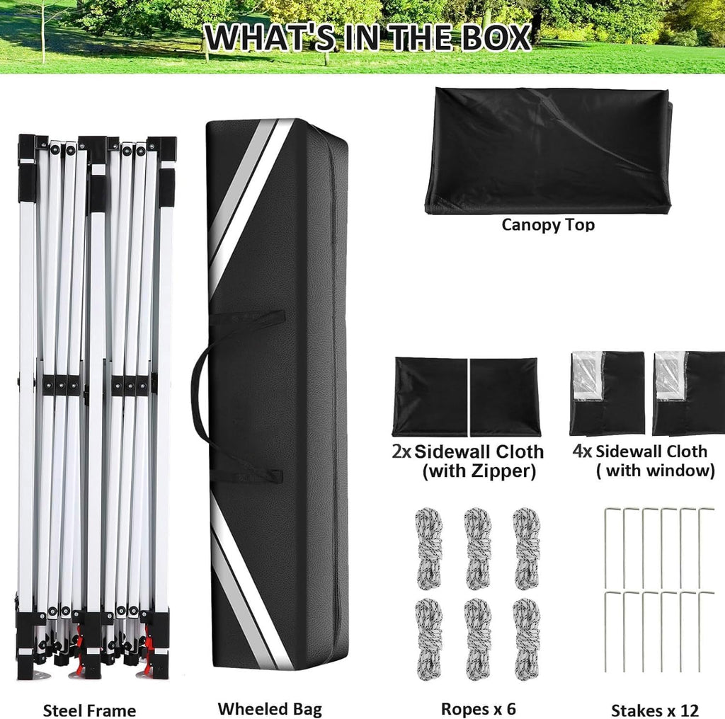 Canopy 10x20 Pop Up Canopy Tent with 6 Sidewalls