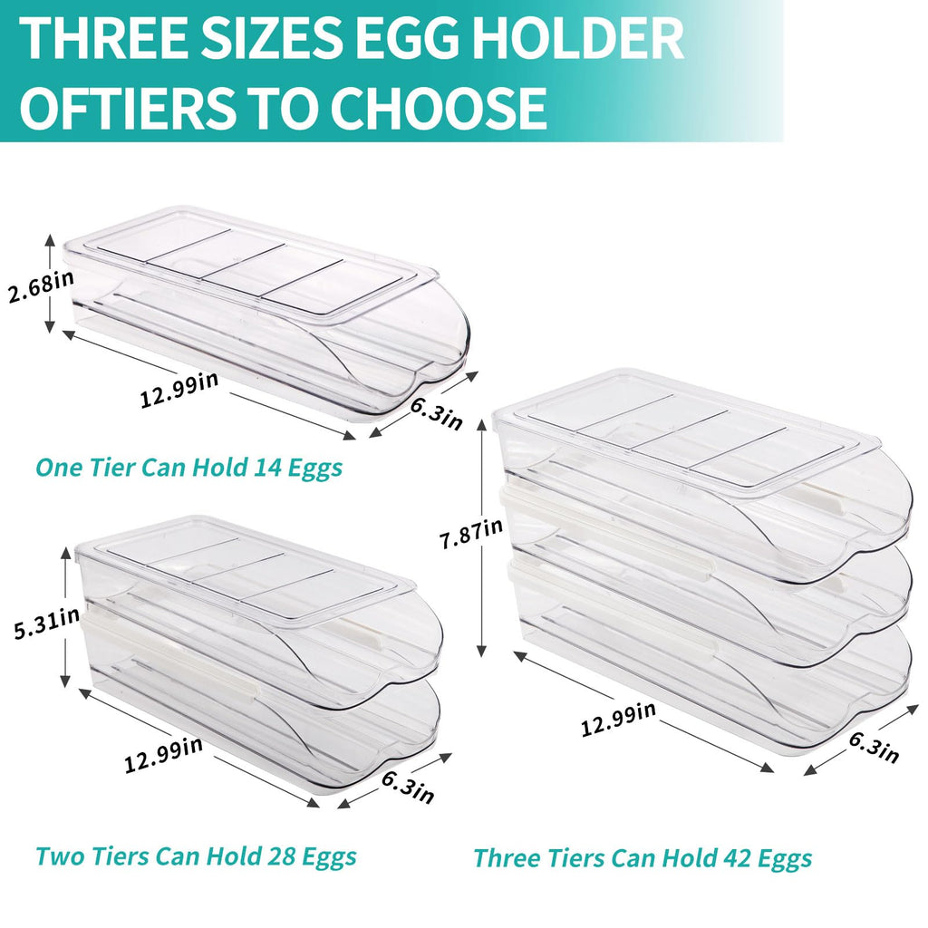 Egg Holder for Fridge, Automatic Rolling Egg Container -2 Tier