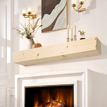 Fireplace Mantel Shelf, 56" Wooden Floating Shelf for Over Fireplace, Wall-Mounted Mantel Shelves, Decorative