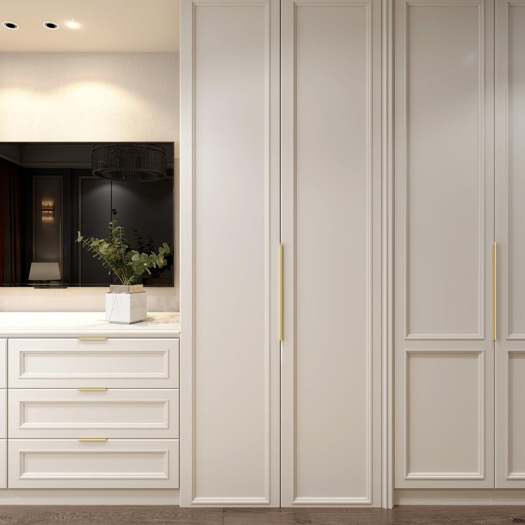 30 Pack Kitchen Cabinet Handles 5-1/16" Matte Gold Pulls Edge Pulls