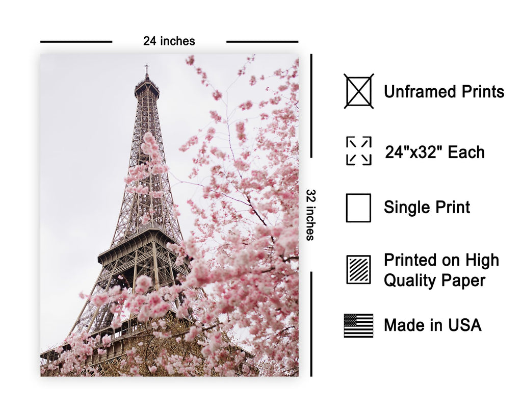 Master Blooming Paris Poster - Eiffel Tower Print - Photography - Cherry Blossom Artwork - Flower Architecture Design