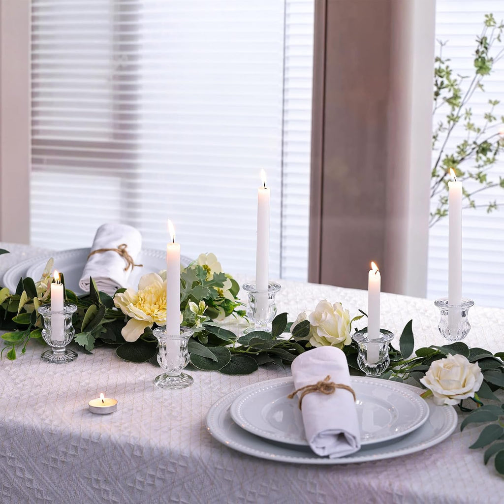 Candlestick Holders Set of 12-2.5" H Taper Candle Holders Bulk - Clear Glass Candle Holder for Rustic Wedding