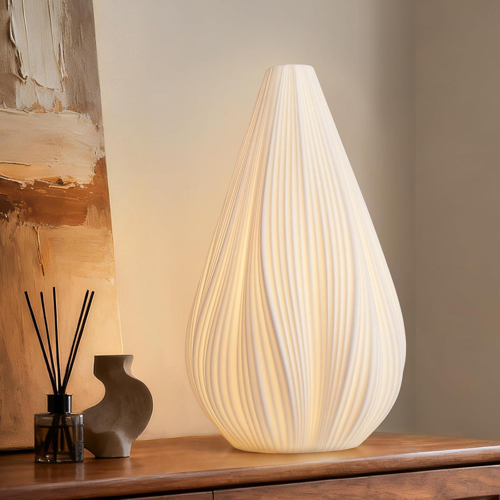 12.5" Modern Ceramic Table Lamp, Fully Dimmable Modern Bedside Lamps and Nightstand, White Transluce