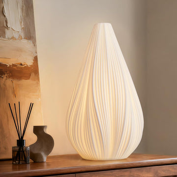12.5" Modern Ceramic Table Lamp, Fully Dimmable Modern Bedside Lamps and Nightstand, White Transluce