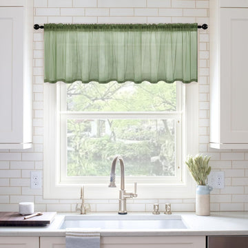 Spring Window Valance Half Sheer Curtain Valance Rod Pocket Voile Drape Extra Wide for Kitchen Cafe Bathroom Small
