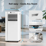 8,000 BTU Portable Air Conditioner, 4-in-1 Portable AC with Remote Control, Fast Cooling, 24H Timers, Window kit