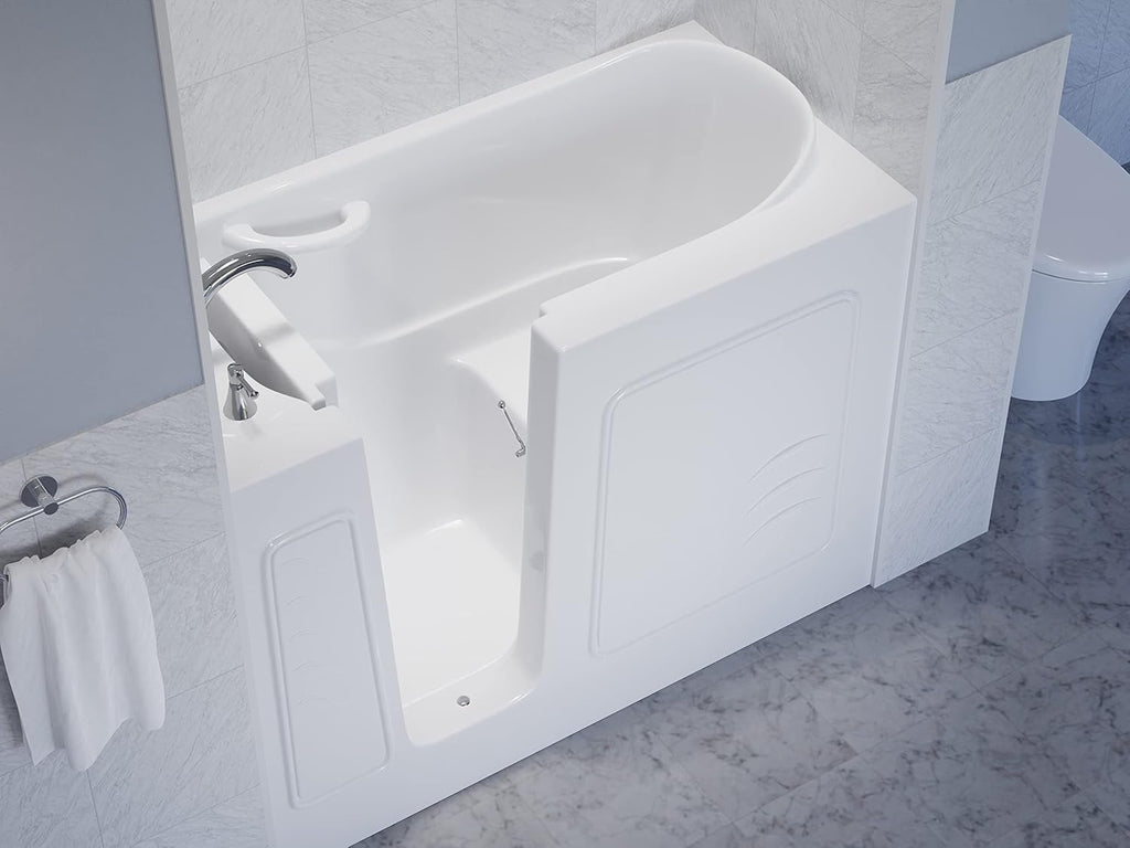 Walk In Tub 53'' x 26'' Left Drain Soaking in White, Indulge in Ultimate Luxury, Comfort, and Safety with ANZZI