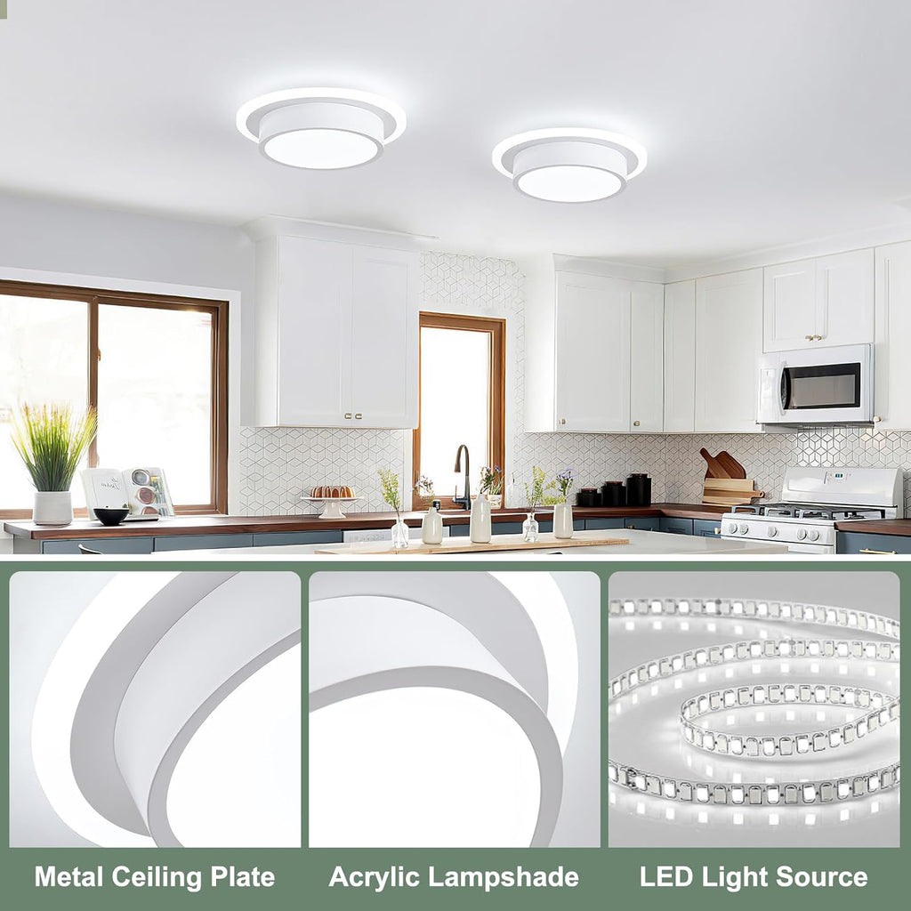 Modern LED Ceiling Light Fixtures, Small Flush Mount Light Fixture, Hallway Light Fixtures 32W 6000K, Round Kitchen