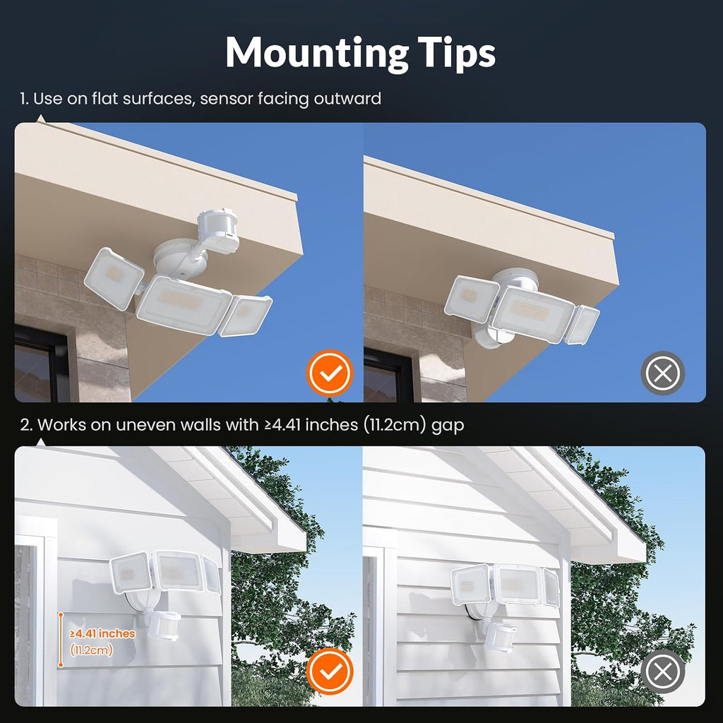 LED Security Light Motion Sensor Outdoor Lights, Bright 38W 4200LM | 72 FT Range, IP65, Easy to Install, 180° Motion