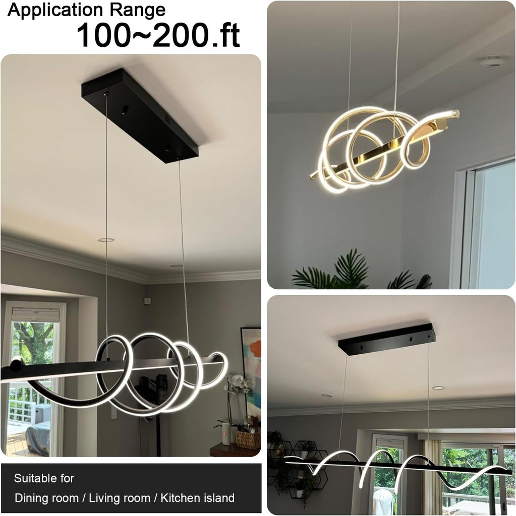 47.24inch Dimmable LED Pendant Chandelier 3000K-6500K Color Brightness Adjustable with Remote