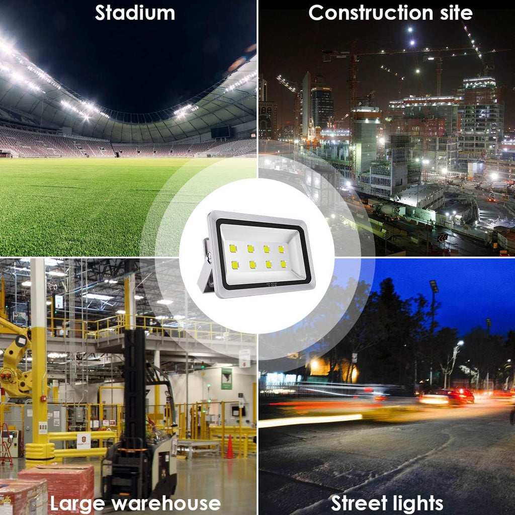400W LED Flood Light Outdoor,2400W Equivalent 40000LM 6000K Daylight White Super Bright FloodLight with Plug,85-285V