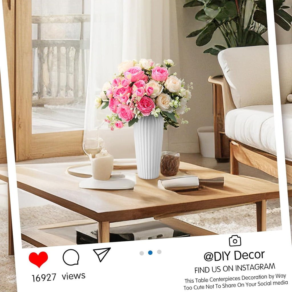 8 Bundles Artificial Peonies Flowers Fake Silk Peony Bouquet Faux Peonies Flowers Bulk for Decoration Vase Floral