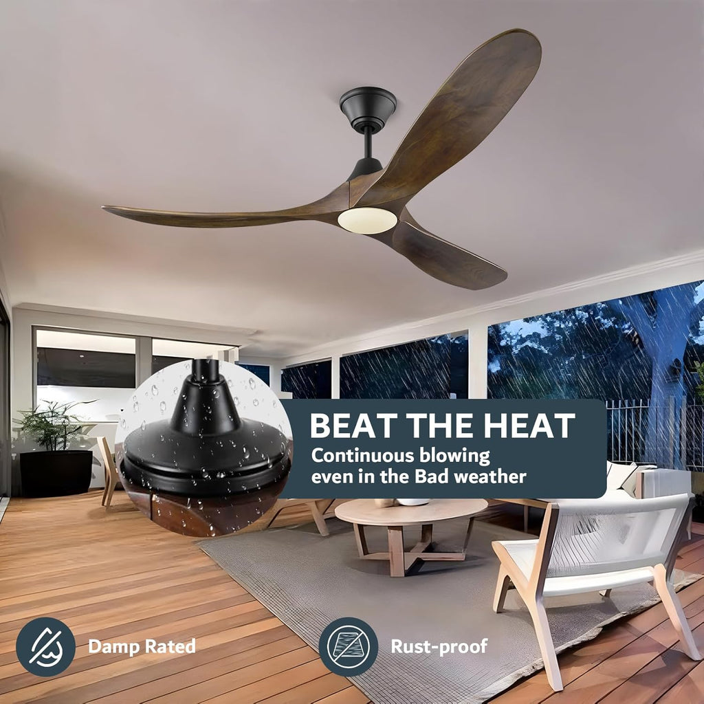 60 Inch Ceiling Fans with Lights, Outdoor Ceiling Fans for Patios with Light Damp Rated