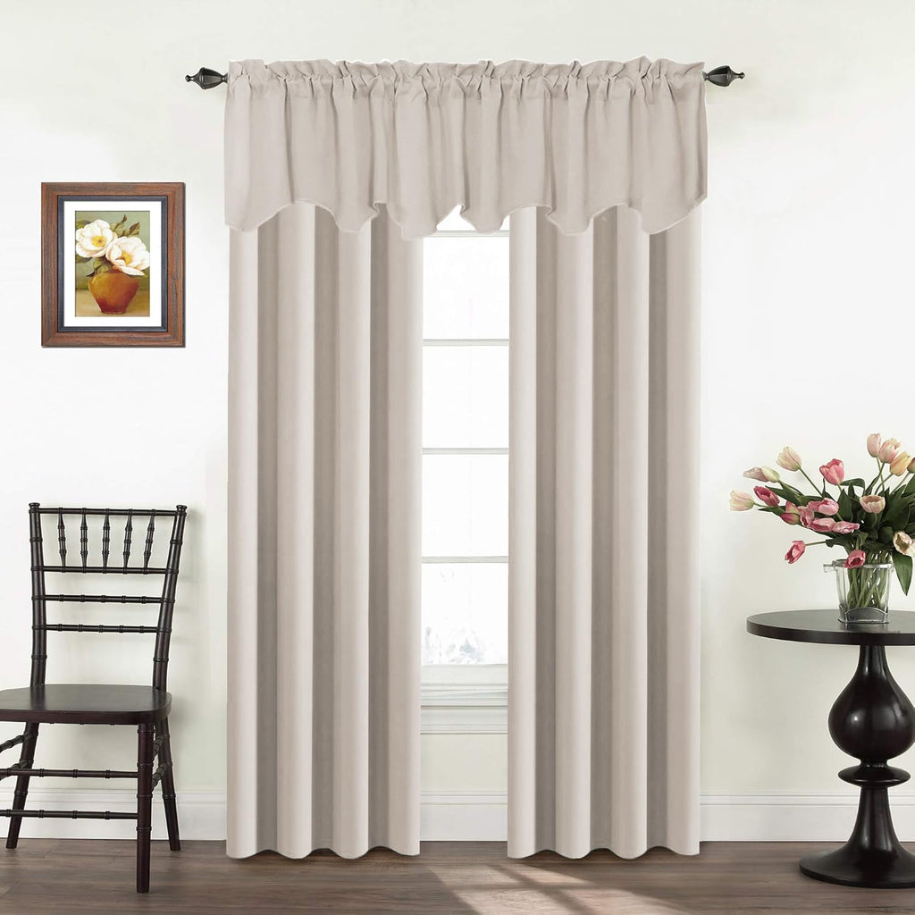 Valances for Windows Solid Valance Curtains Windows/Living Room/Bathroom Rod Pocket Decoration Scalloped Window