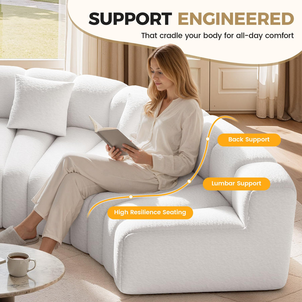 Oversized Curved Sofa, 8 Seater Modular Velvet Cloud Couch, Modern Boneless Sectional Couches, No Assembly Required